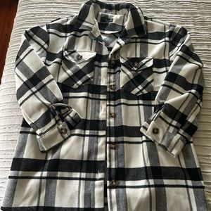 Black and white plaid long jacket size large never worn